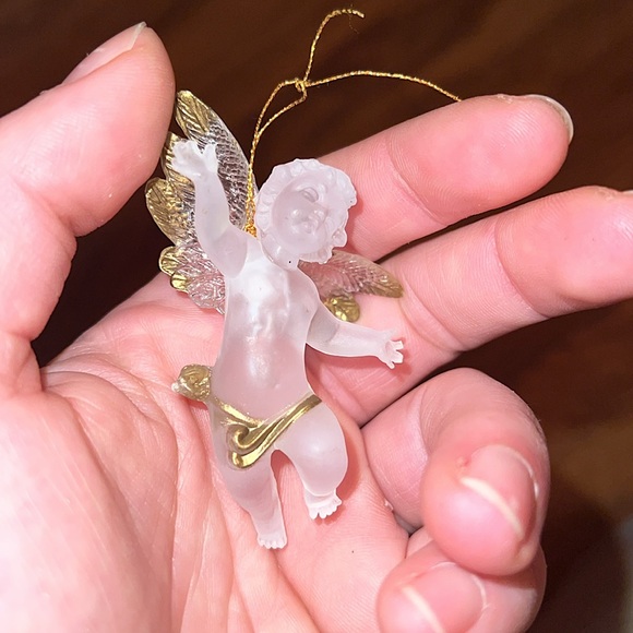 Small Clear Gold Stranded Cherob Angel Ornament - Picture 7 of 7